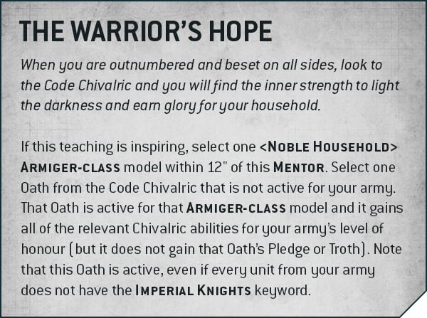 The warrior's hope new rule 